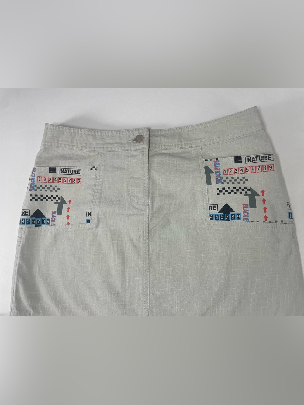 Embroidered Drawstring Mini Skirt - Light Gray - Picture 3 of 12